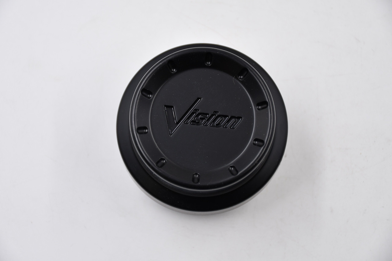Vision Wheels Matte Black w/ Gloss Black Logo Wheel Center Cap Hub Cap C425MB-CAP 2.75" Snap In