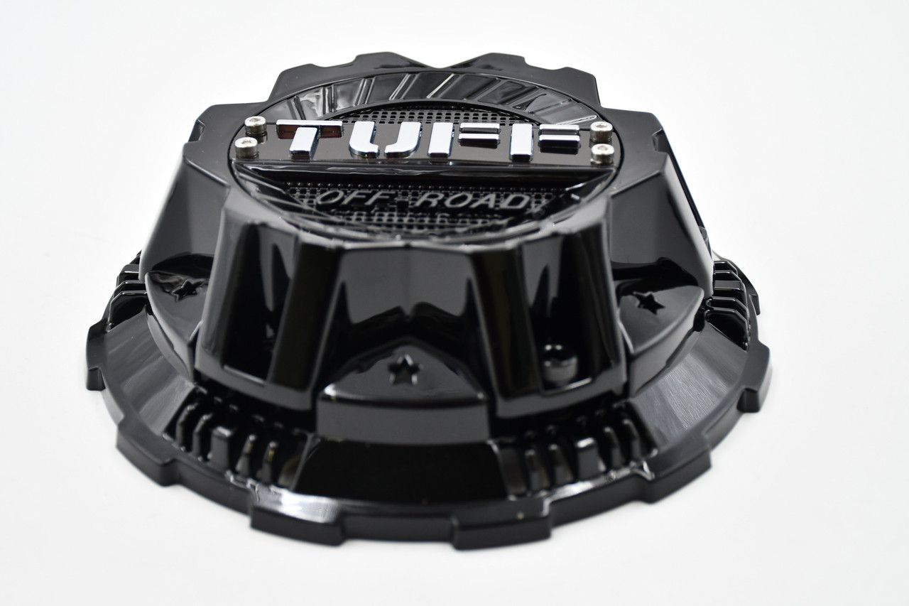 TUFF A.T. Wheels Gloss Black w/ Chrome Logo Wheel Center Cap Hub Cap CCT17512740GB 6.9375"