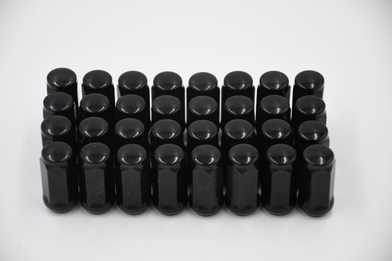 Set 32 Black Wheel Lug Nuts 3/4 Hex - 9/16 1.75" Tall 9/16-18 Conical Lugs
