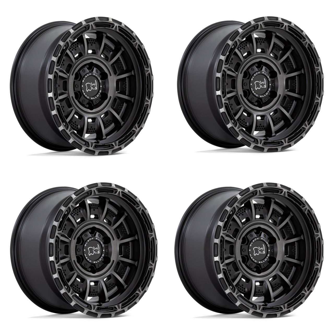 Set 4 Black Rhino Legion 17x9 6x5.5 Matte Black Gray Tint Wheels 17" 0mm Rims
