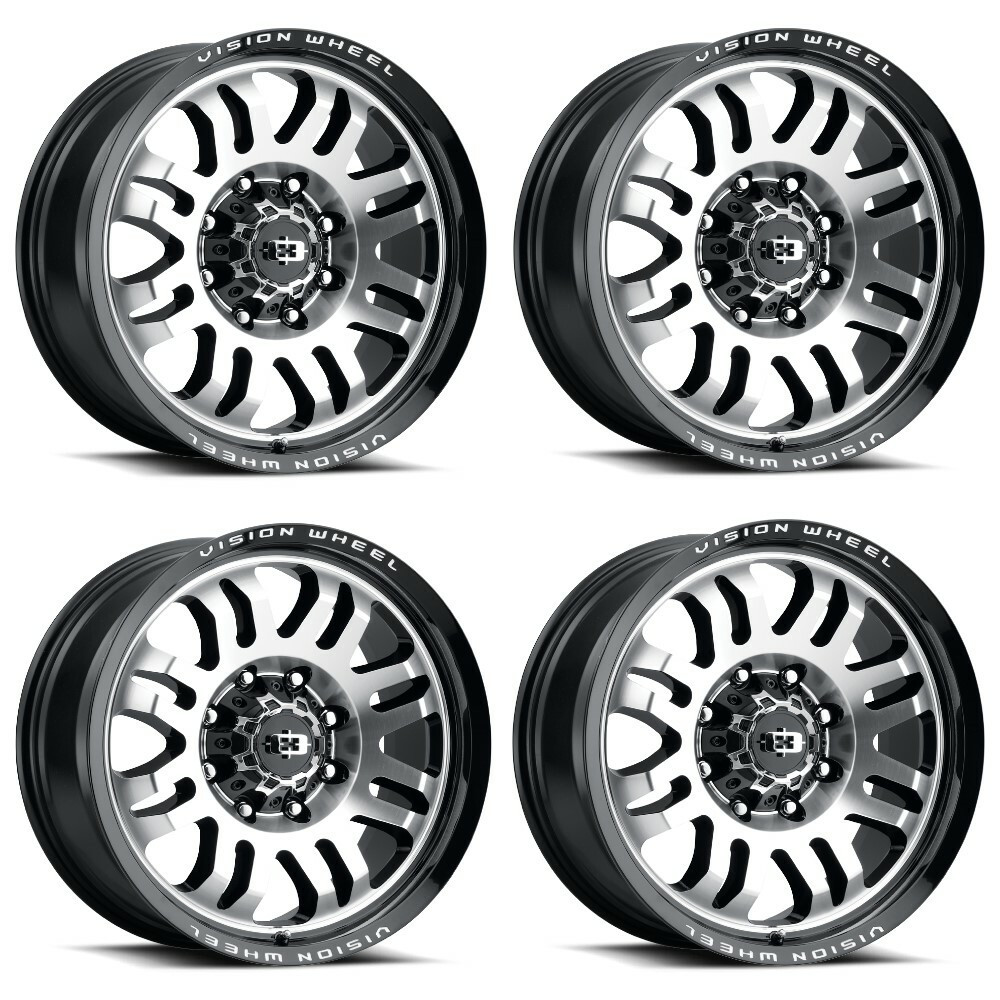 Set 4 18" Vision 409 Inferno Gloss Black Machined Face 18x9 Wheels 8x6.5 (8x165.1) 12mm Rims
