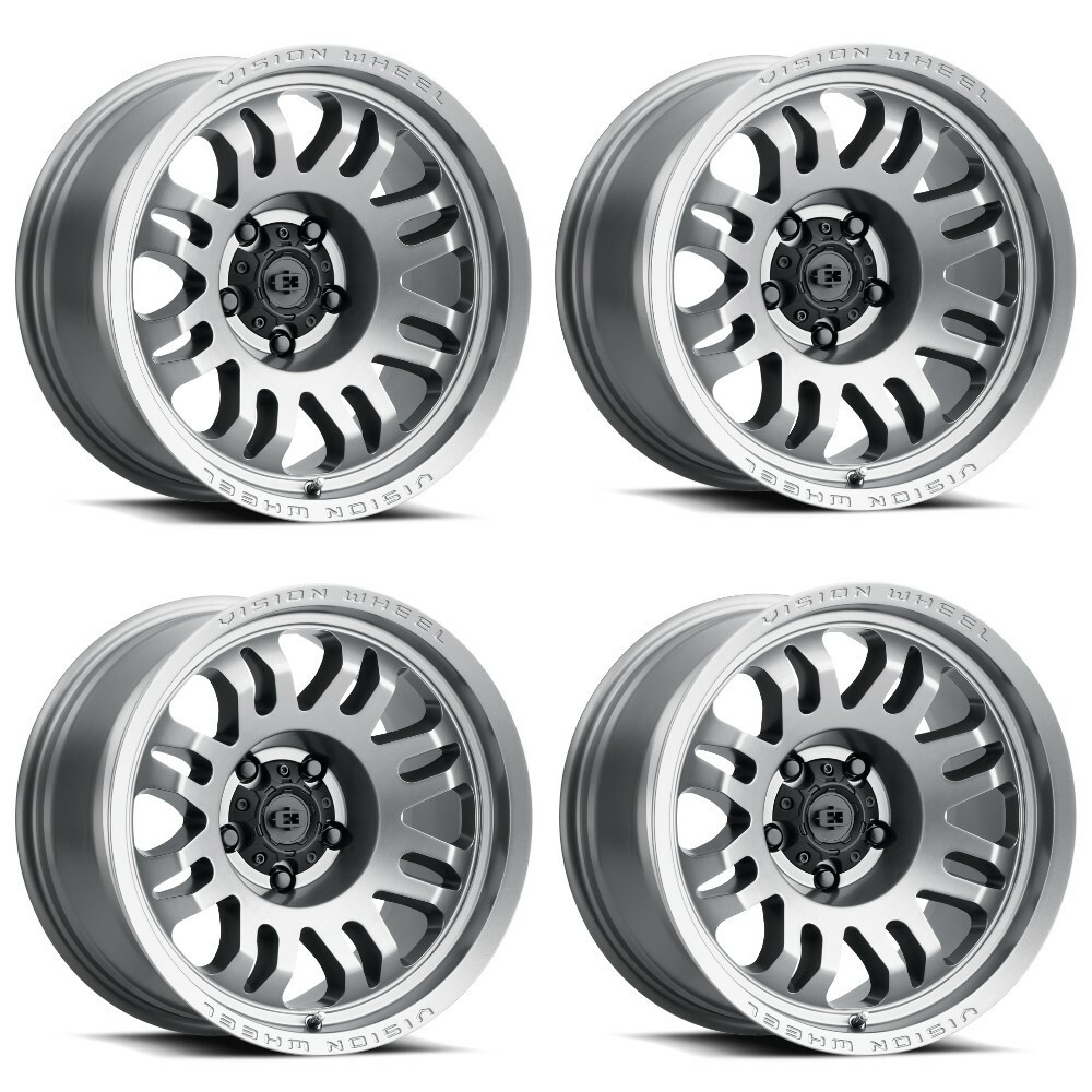 Set 4 17" Vision 409 Inferno Satin Grey 6x5.5 Wheels -18mm For Toyota Lifted