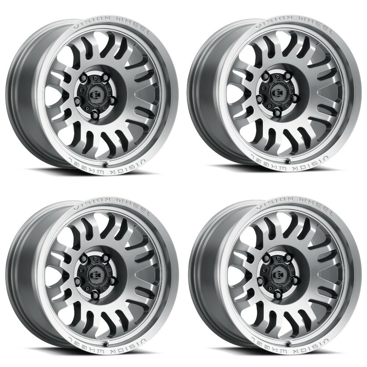 Set 4 20" Vision 409 Inferno Satin Grey 8x6.5 Wheels 12mm For Chevy GMC Hummer