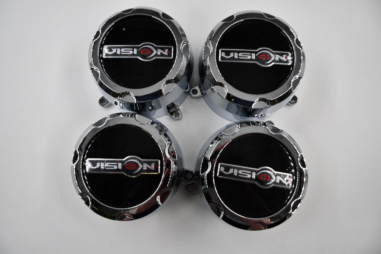 Set 4 Vision Wheel Chrome Center Cap 8 Lug Rocker GV8 C622204 C398-8V w/ Screws