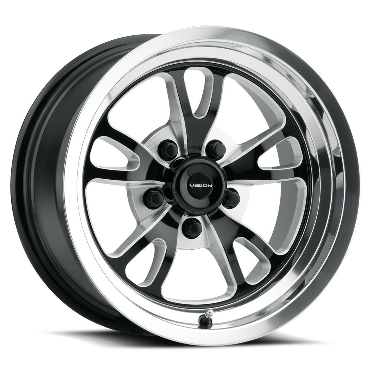17" Vision American Muscle 149 Patriot Gloss Black Milled Polished Lip 5x5 -24mm