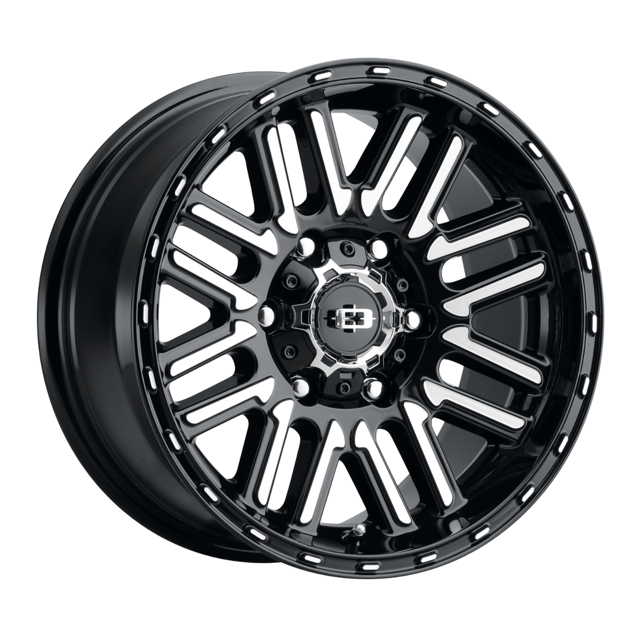 18" Vision Off Road 348 Nexus Gloss Black Machined Face 6x5.5 Wheel 0mm Rim