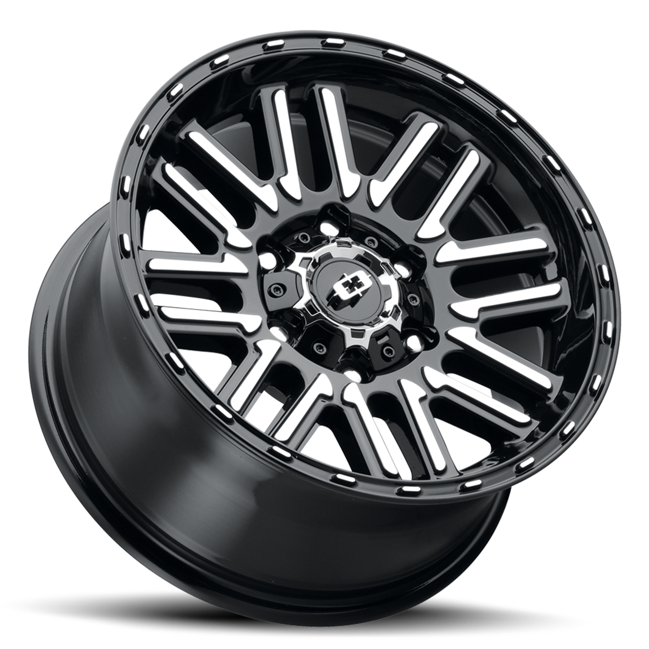 18" Vision Off Road 348 Nexus Gloss Black Machined Face 6x5.5 Wheel 0mm Rim