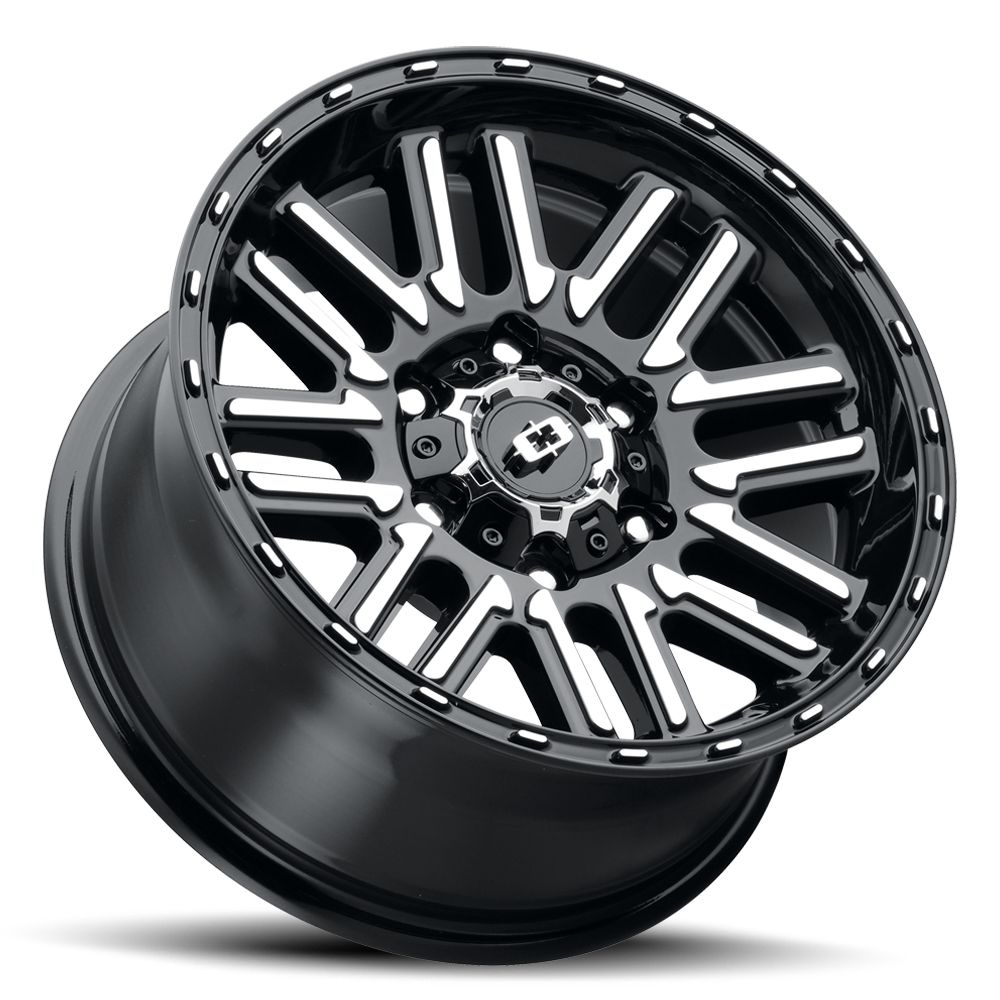 Set 4 18" Vision Off Road 348 Nexus Gloss Black Machined 6x135 Wheels 18mm Rims