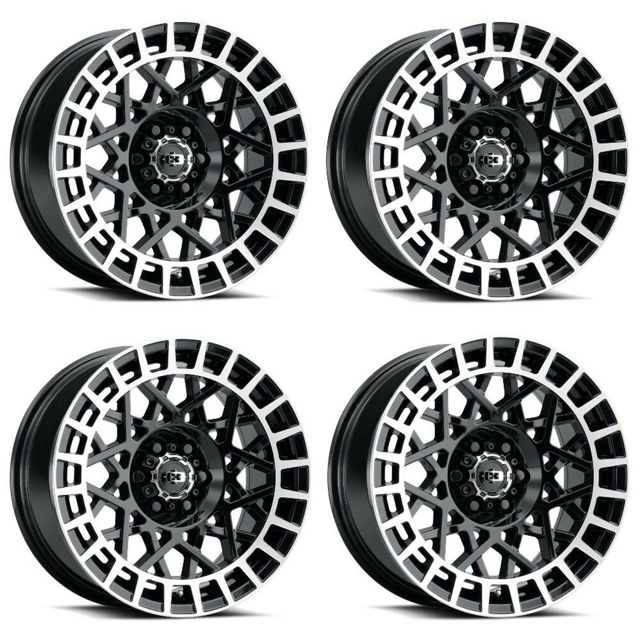 Set 4 18" Vision 349 Savage Gloss Black Machined Lip 6x135 Wheels 12mm Rims