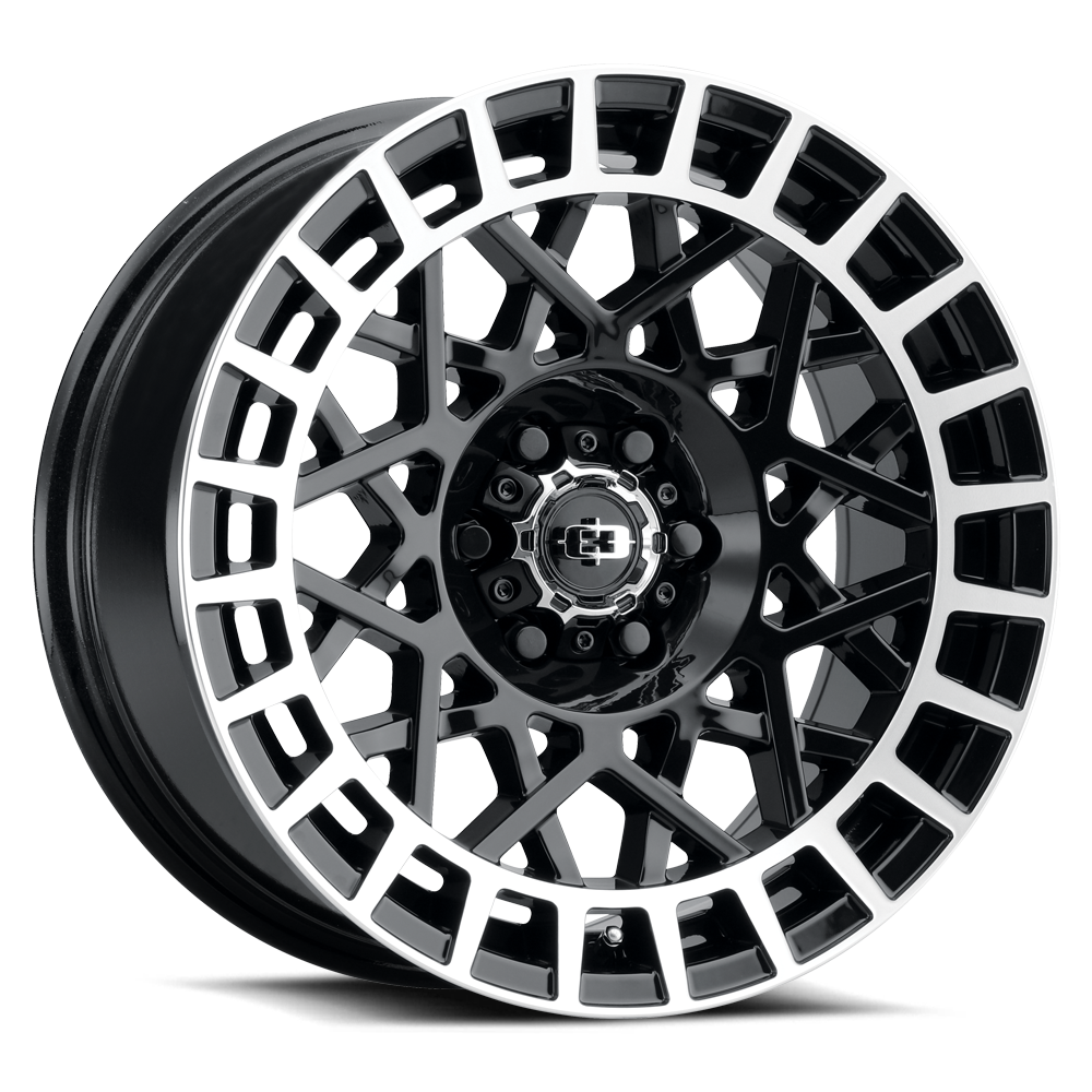 Set 4 17" Vision 349 Savage Gloss Black Machined Lip 5x4.5 Wheels -24mm Rims