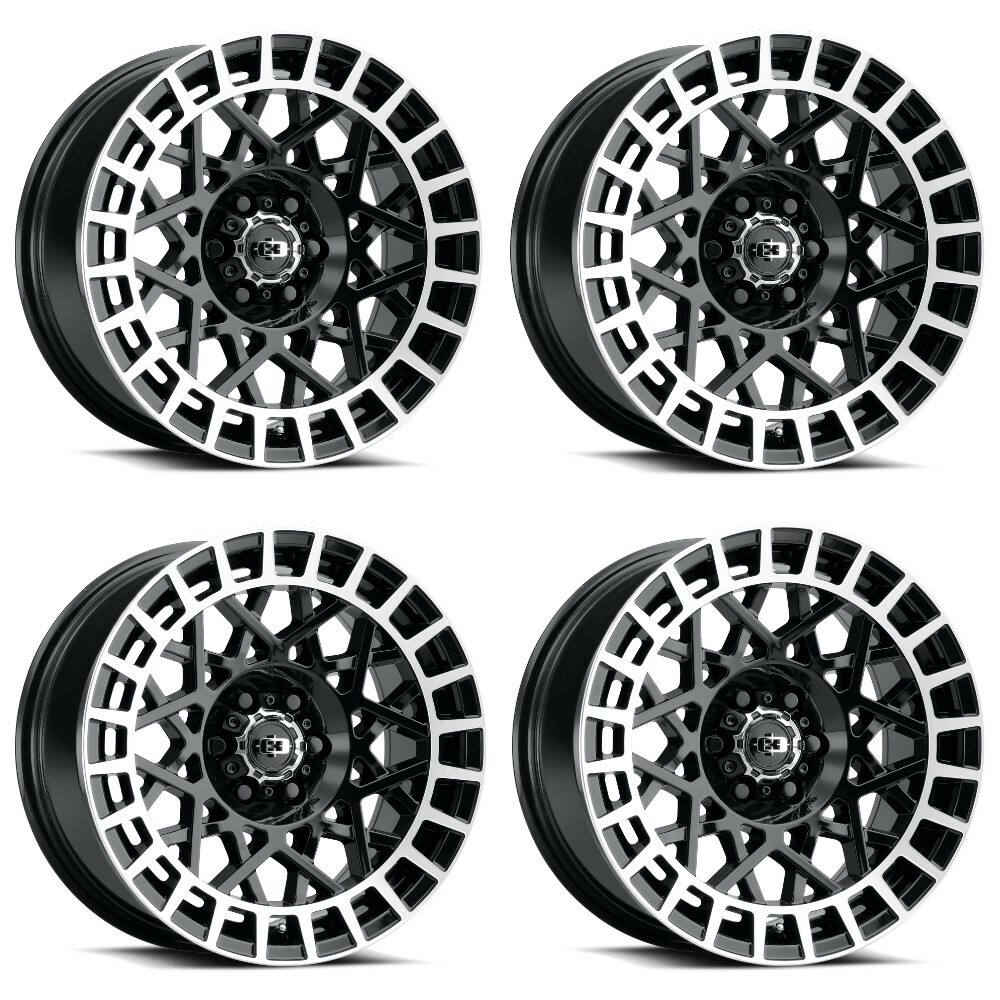 Set 4 17" Vision 349 Savage Gloss Black Machined Lip 5x100 Wheels 40mm Rims