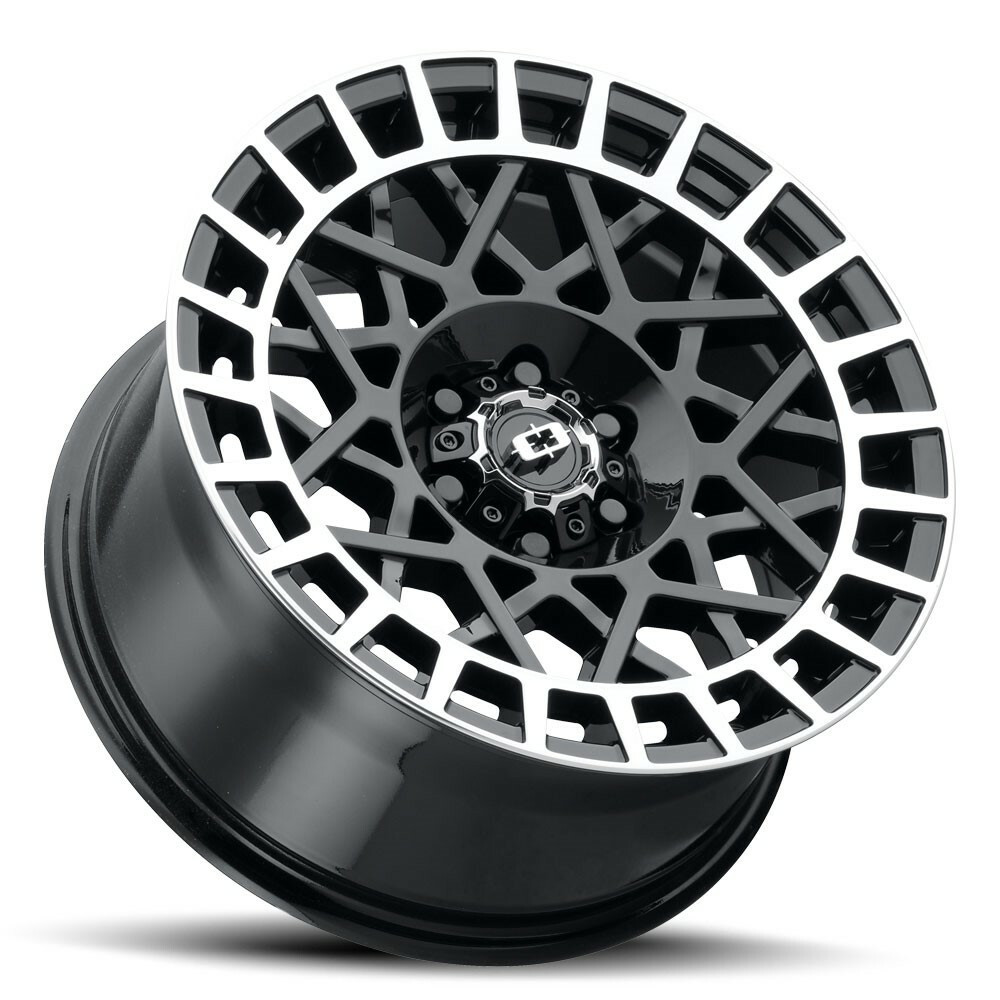 Set 4 17" Vision 349 Savage Gloss Black Machined Lip 5x100 Wheels 40mm Rims