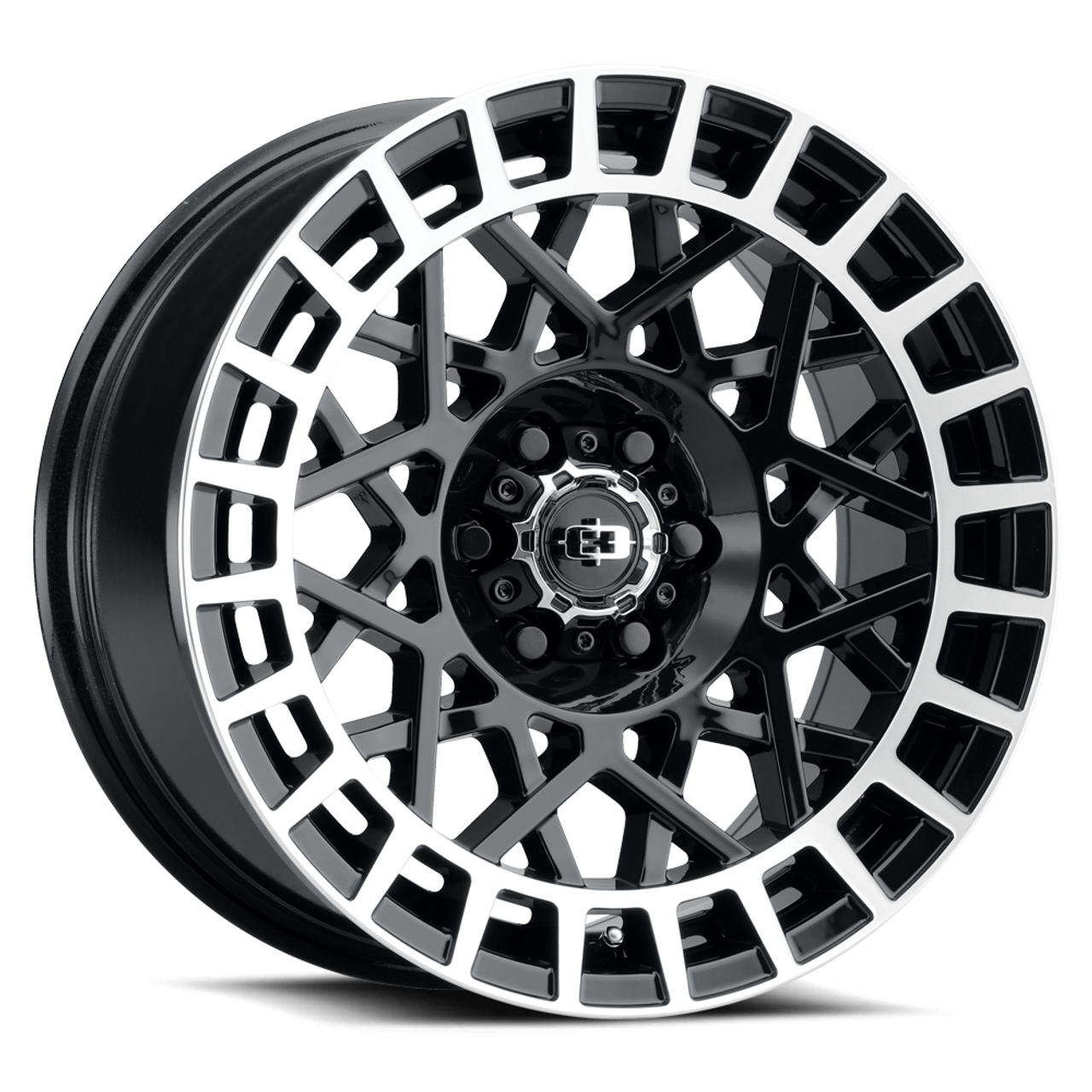 18" Vision 349 Savage Gloss Black Machined Lip 5x4.25 Wheel 40mm Rim