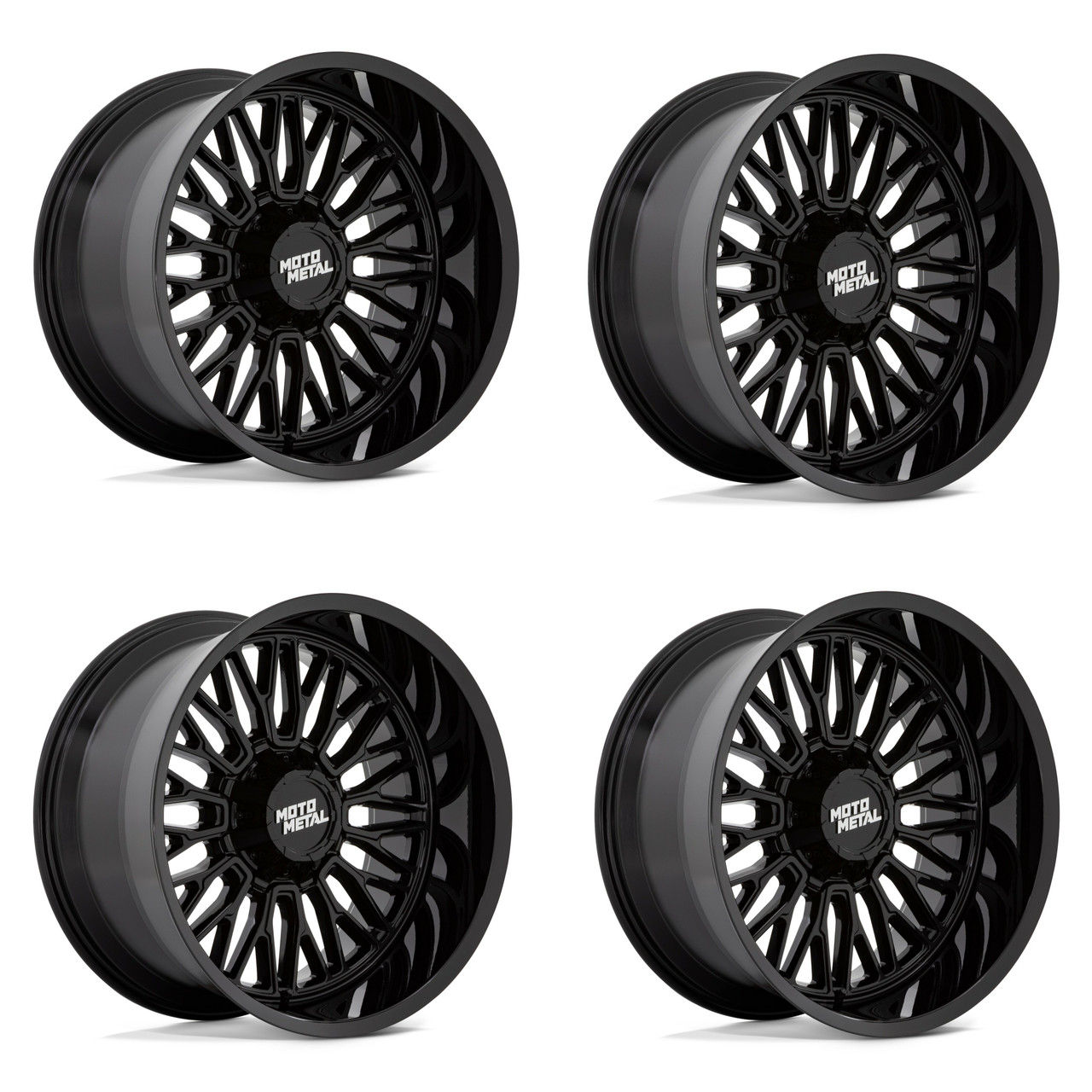 Set 4 Moto Metal MO809 Stinger 22x12 6x135 6x5.5 Gloss Black Wheels 22" -44mm