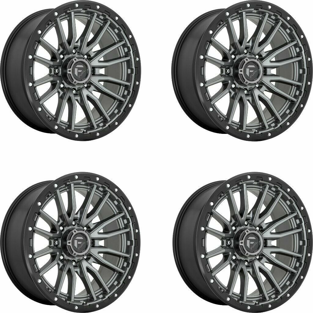 Set 4 Fuel  D680 Rebel 18x9 5x5 Matte Gun Metal Black Bead Ring Wheels 18" 20mm