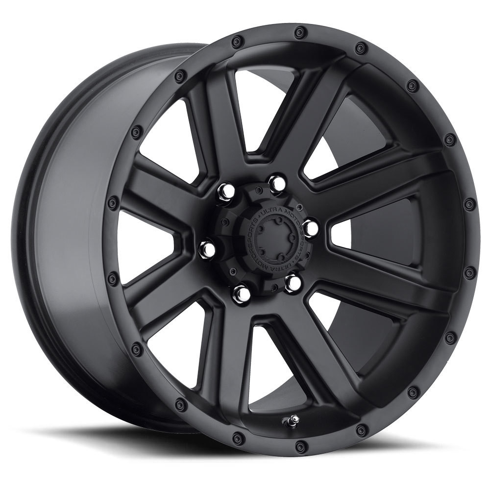 17" Ultra 195SB Crusher 17X8 6x5.5 Satin Black & Satin Clear Coat Wheel 10mm Rim