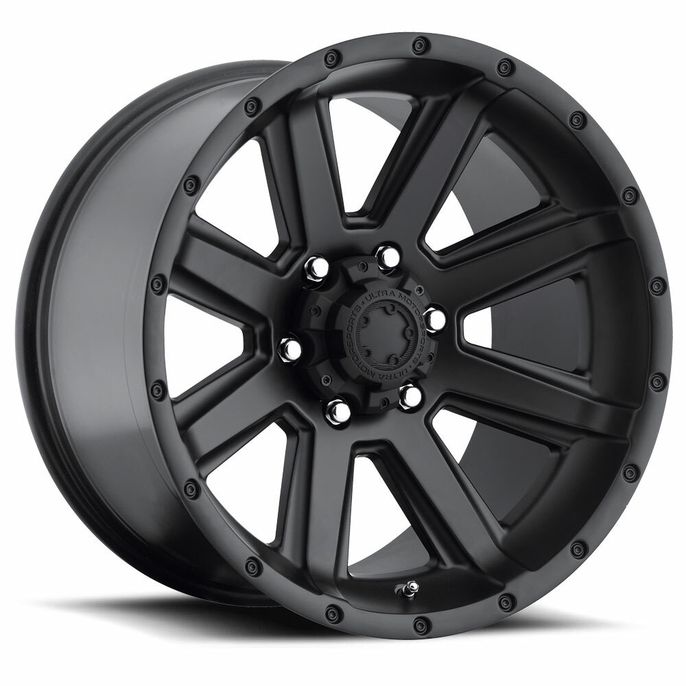 16" Ultra 195SB Crusher 16X8 6x5.5 Satin Black & Satin Clear Coat Wheel 1mm Rim
