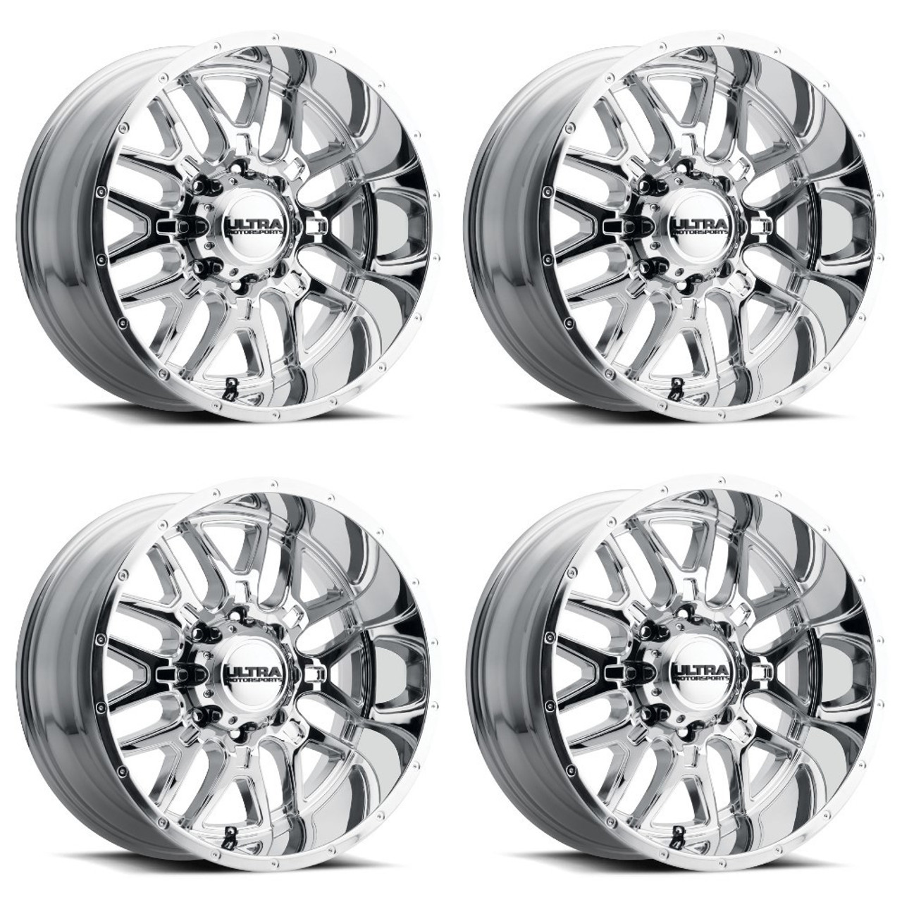 Set 4 20" Ultra 203C Hunter Chrome Plated 20x9 Wheels 8x6.5 18mm Truck Rims