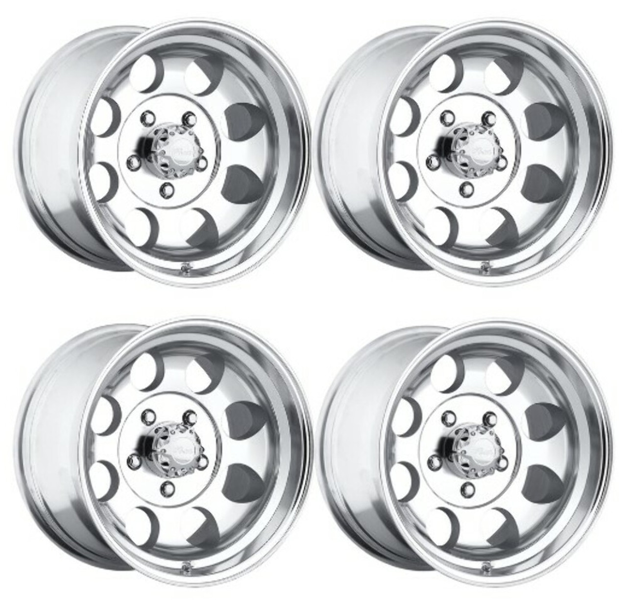 Set 4 15" Pacer 164P LT Mod Polished  15x10 Wheels 5x5.00 -48mm