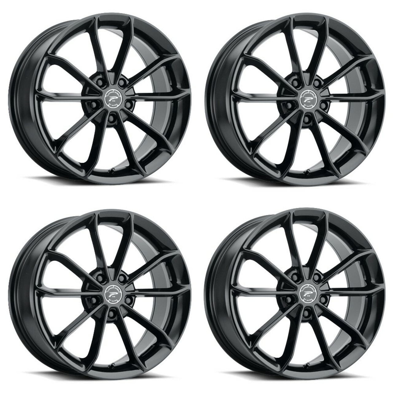 Set 4 17" Platinum 457BK Revelation  17x8 Wheels 5x108 +40mm