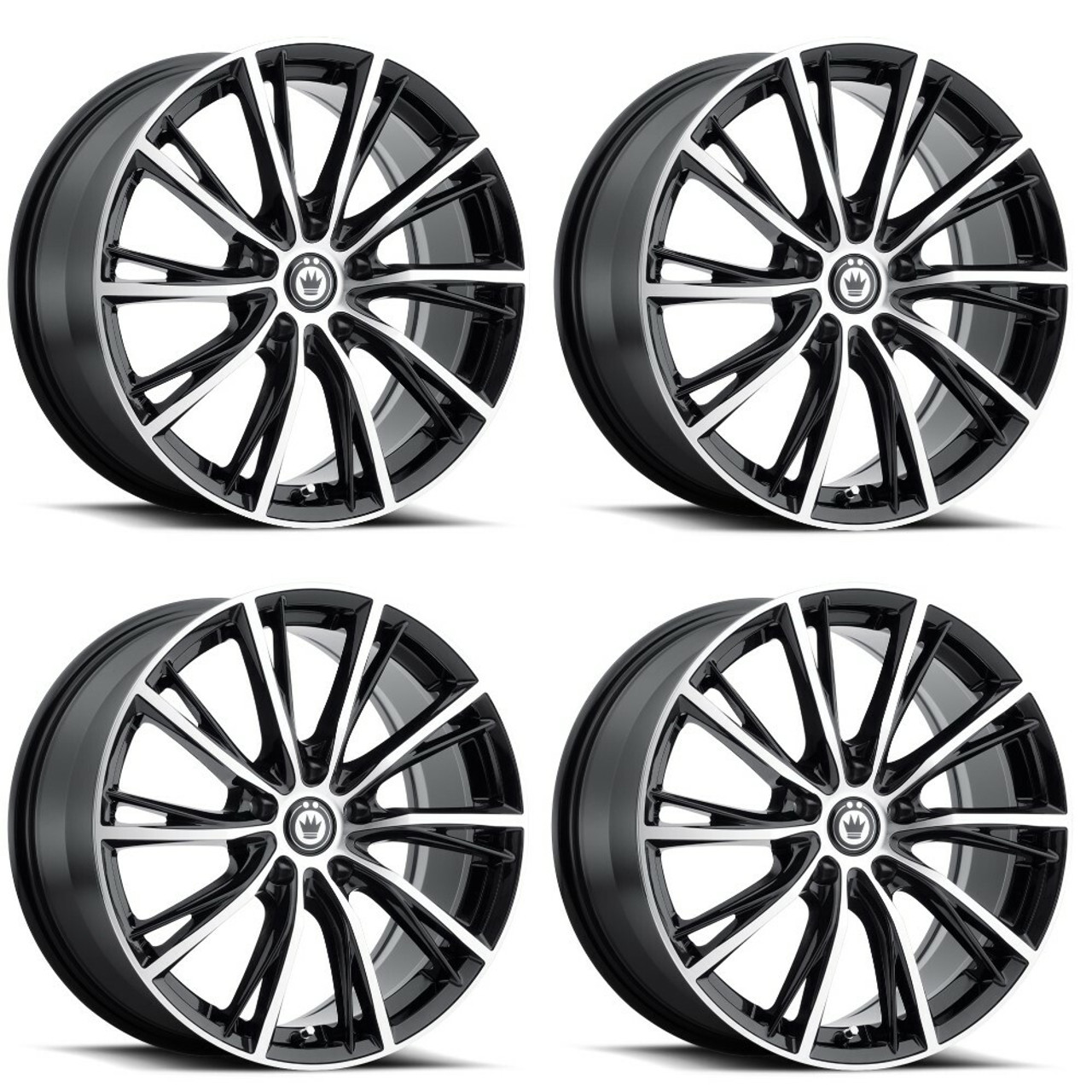 Set 4 18" Konig 53MB Impression gloss black with machined spokes and lip-edge 18x8 Wheels 5x4.50 +40mm