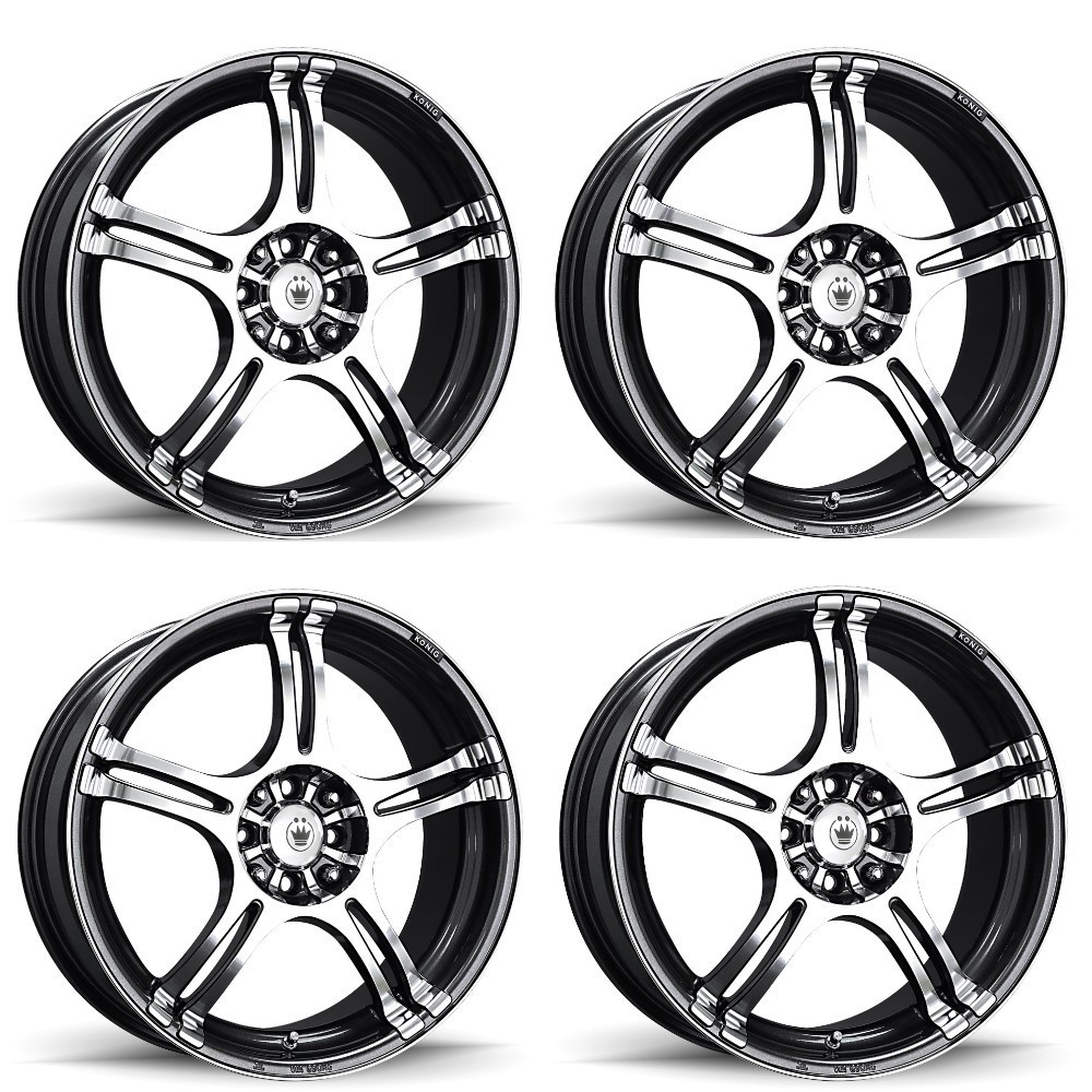 Set 4 16" Konig 48A Incident 16x7 Wheels 5x108 5x115 40mm Rims 48A-1N76T85406