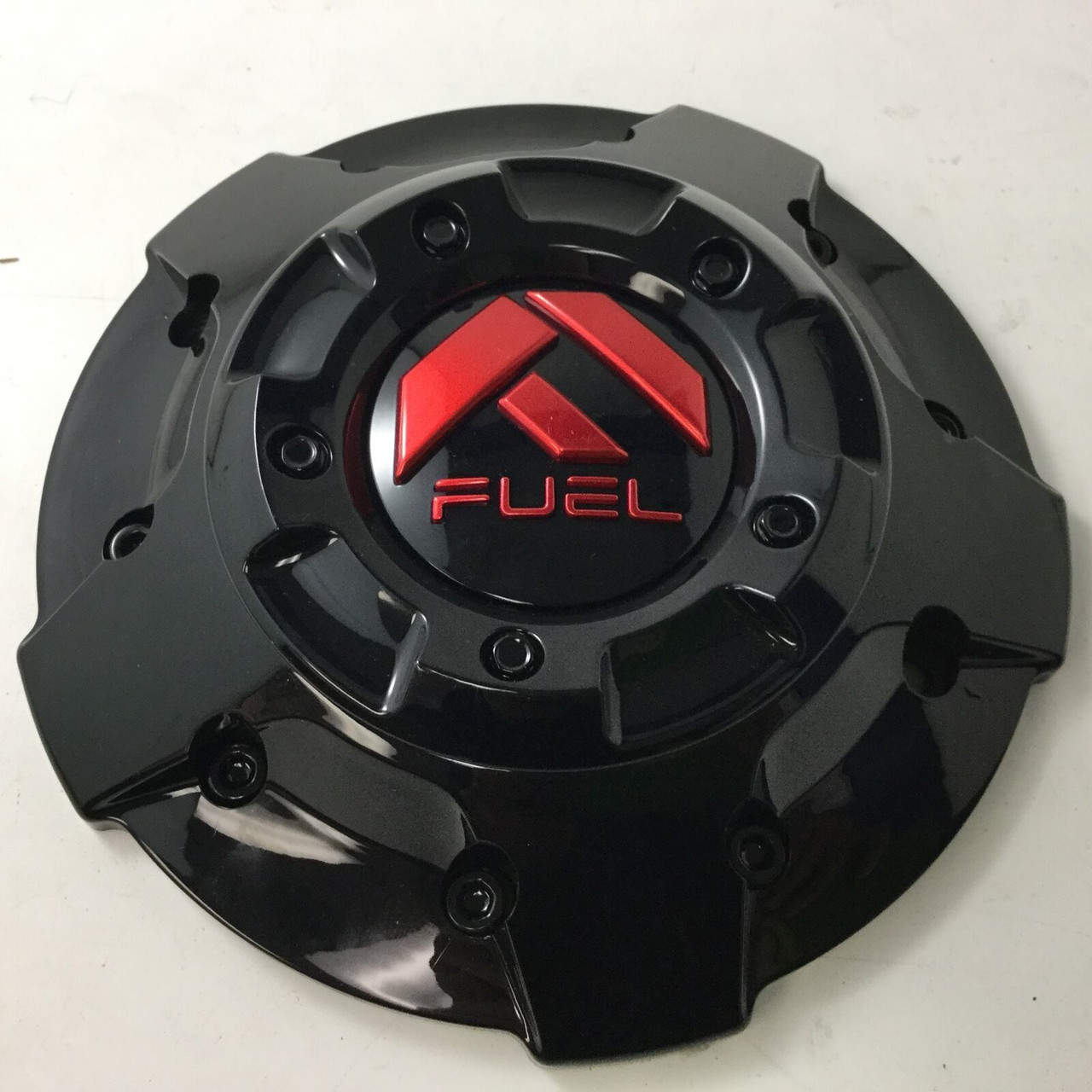 Set 4 Fuel Offroad 5/6 Lug Center Caps Gloss Black Red Contra D643 1003-81GBQ