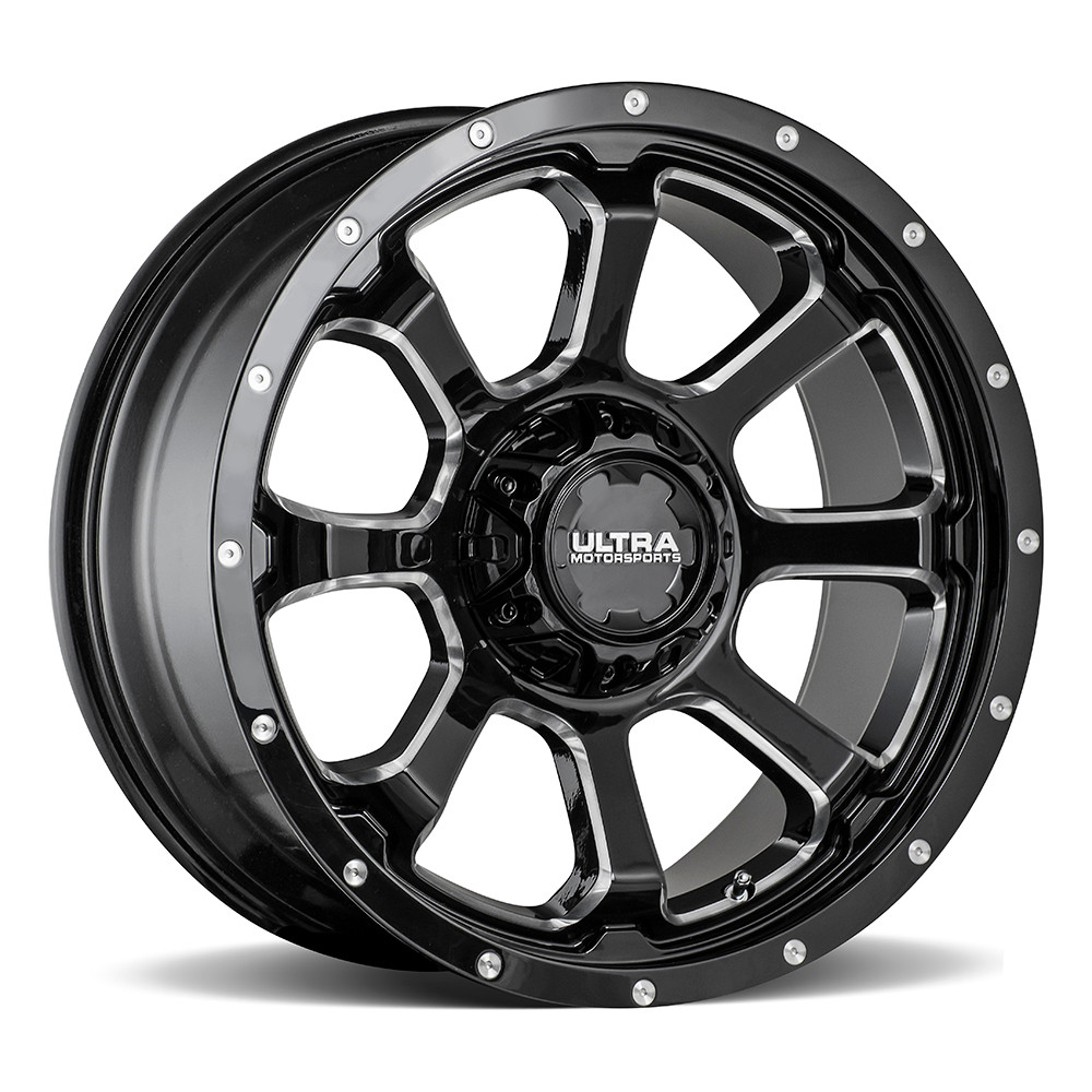 18" Ultra 219BM Nemesis 18x9 6x135 6x5.5 Gloss Black Milled Wheel 1mm Rim