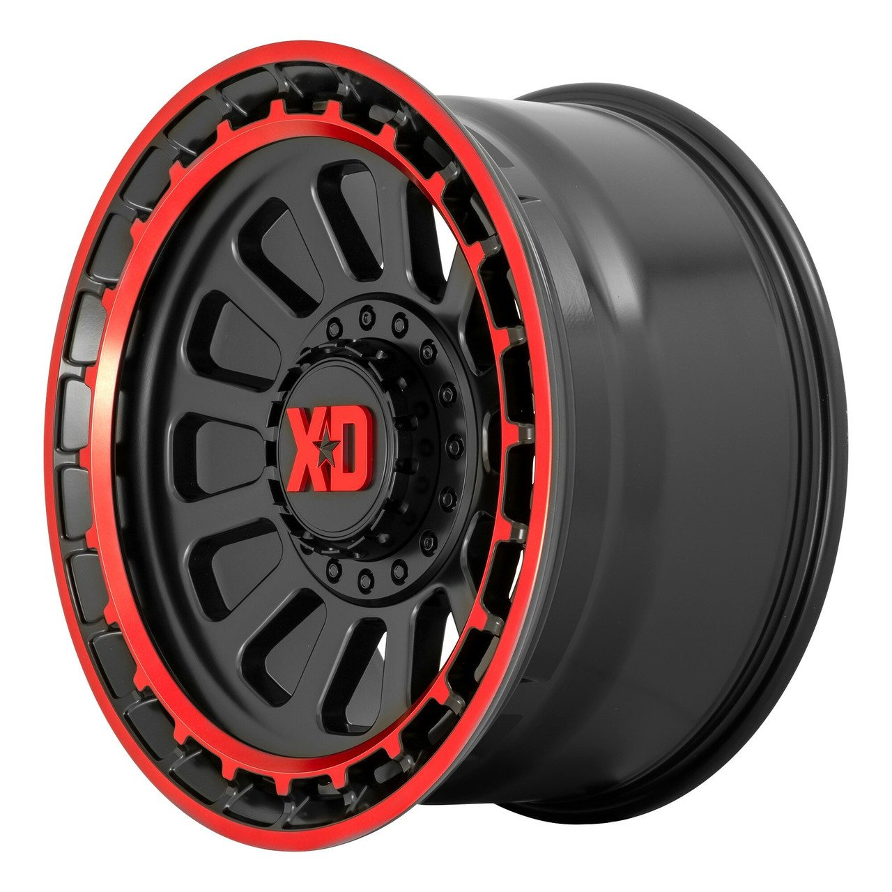 Set 4 XD XD856 Omega 17x9 5x5 5x5.5 Satin Black Machined Red Tint Wheels 17" 0mm