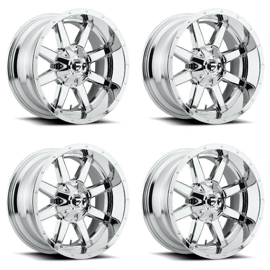 Set 4 20" Fuel D536 Maverick 20x10 5x4.5 5x5 Chrome Plated Wheels -18mm Rims