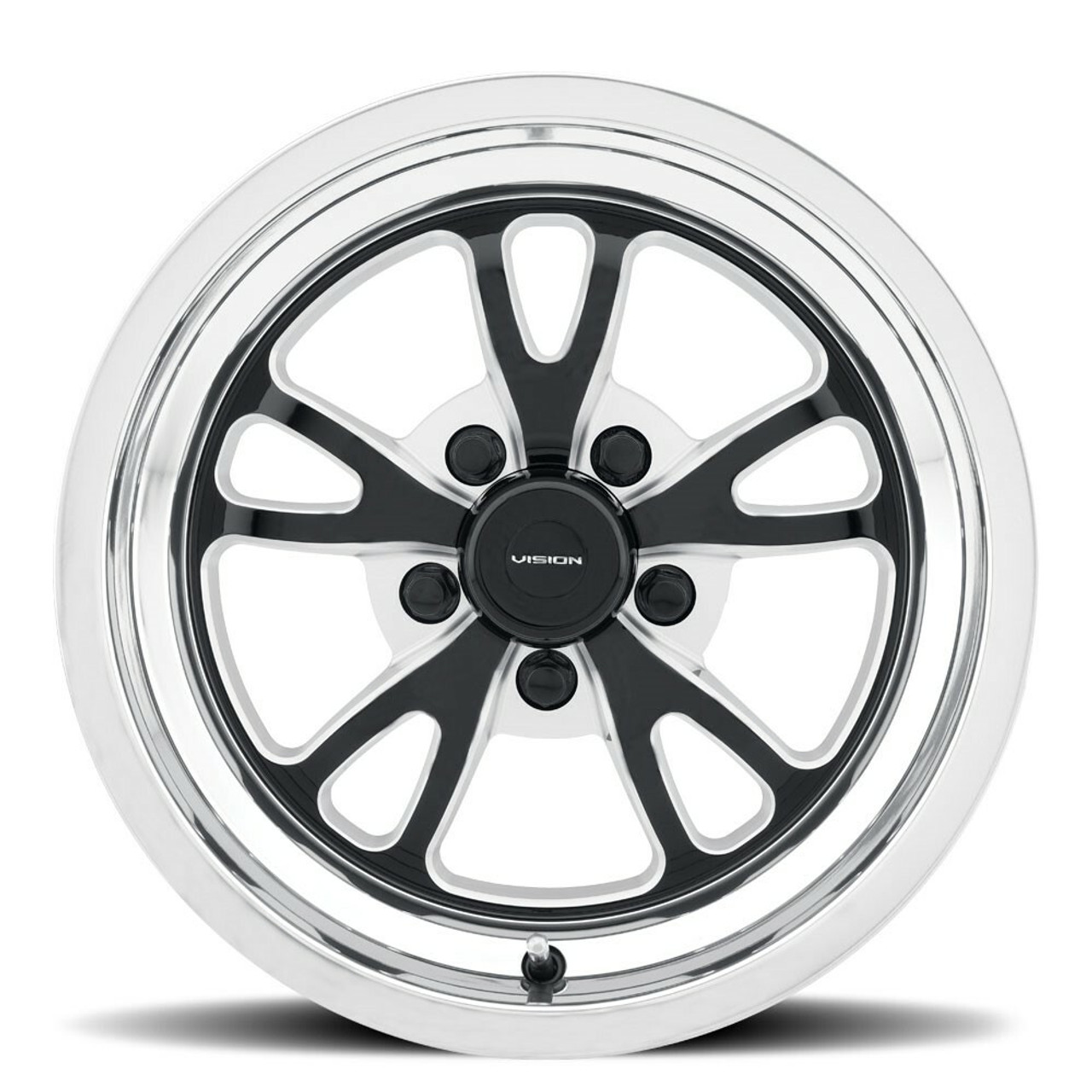 15" Vision American Muscle 149 Patriot Gloss Black Milled Polished Lip 5x4.75 0mm