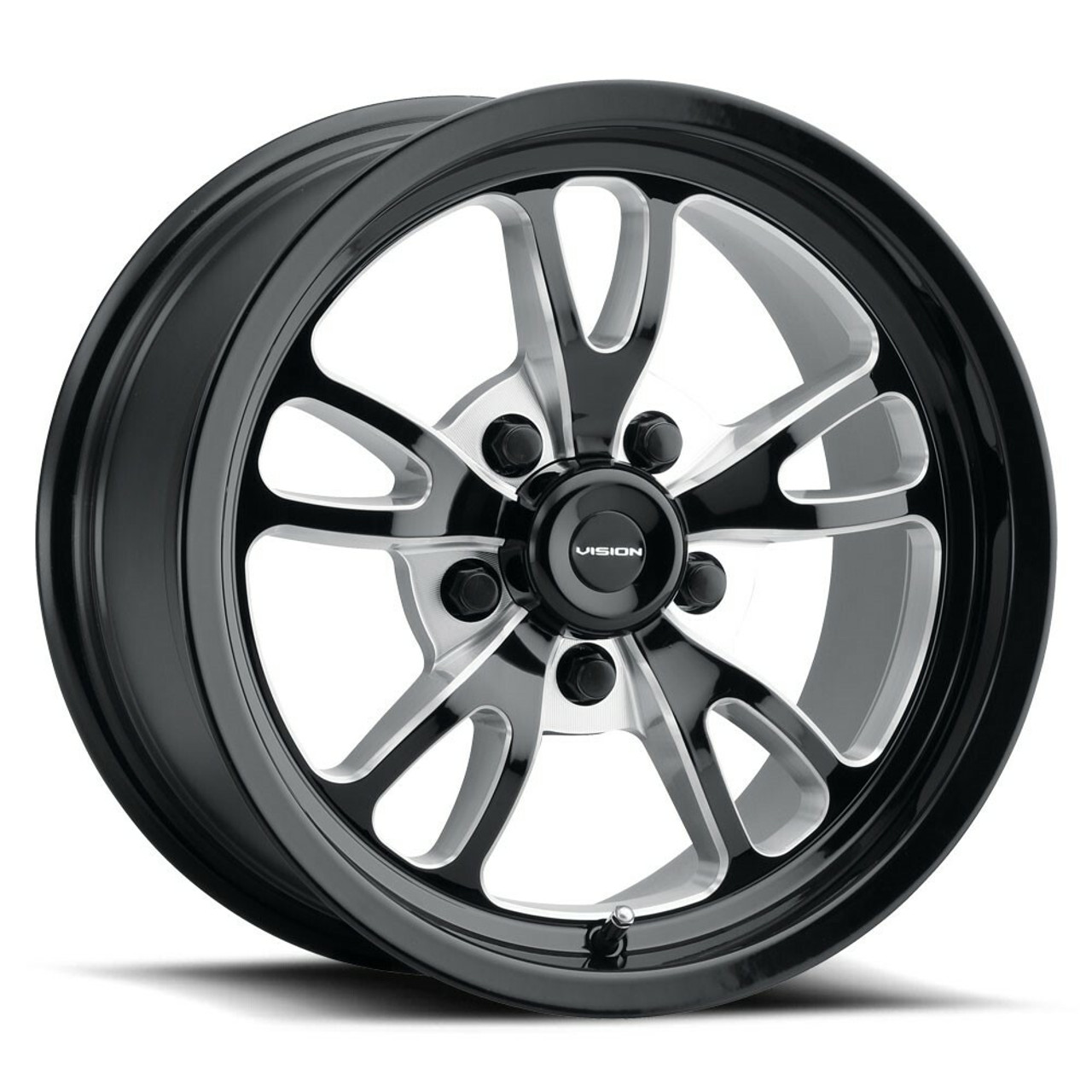 Set 4 15" Vision American Muscle 149 Patriot Gloss Black Milled 5x5 Wheels -19mm