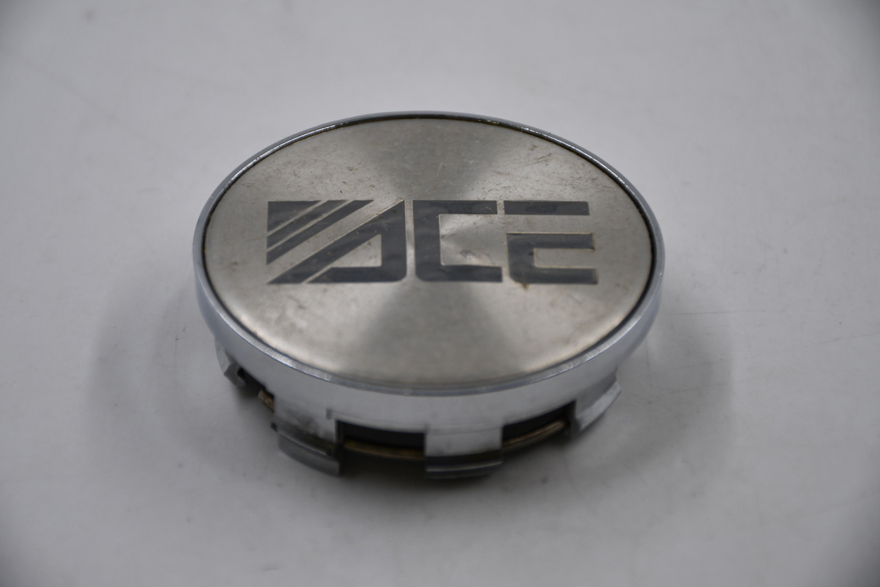 ACE Chrome & Polish Aluminum w/Gray Logo Wheel Center Cap Hub Cap ACE2.375 2.375"