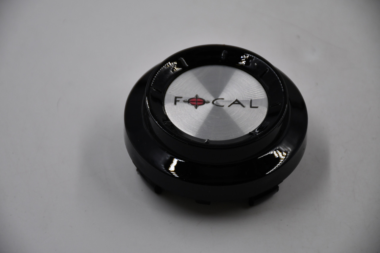 FOCAL Gloss Black w/ Machined Inset Wheel Center Cap Hub Cap A89-9177BK 2.5"