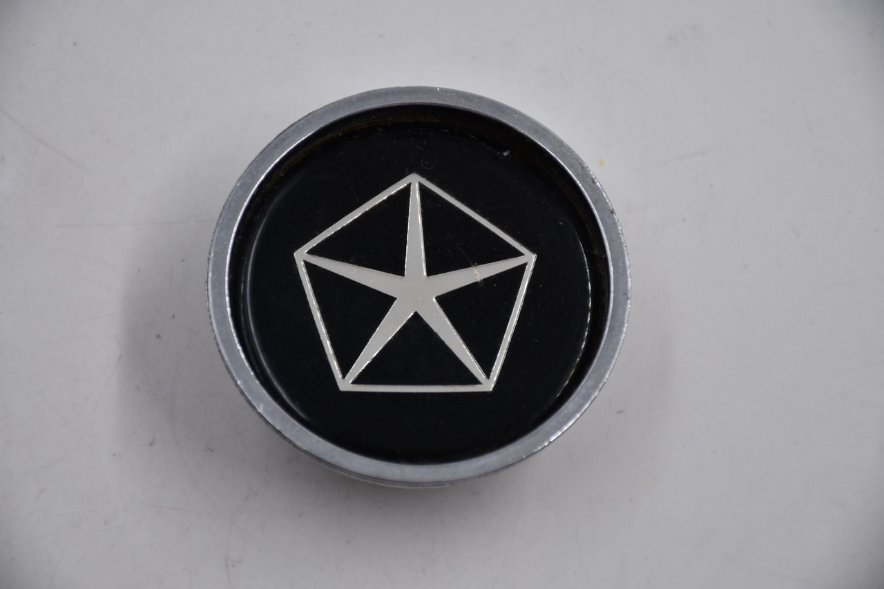 Chryler Dodge Plymouth Chrome Aluminum w/ Black & Chrome Logo Wheel Center Cap Hub Cap 254842(CHRY,REC) 2.3125" 83-'85 Dodge Aries Plymouth Reliant 13" Wheel Emblem