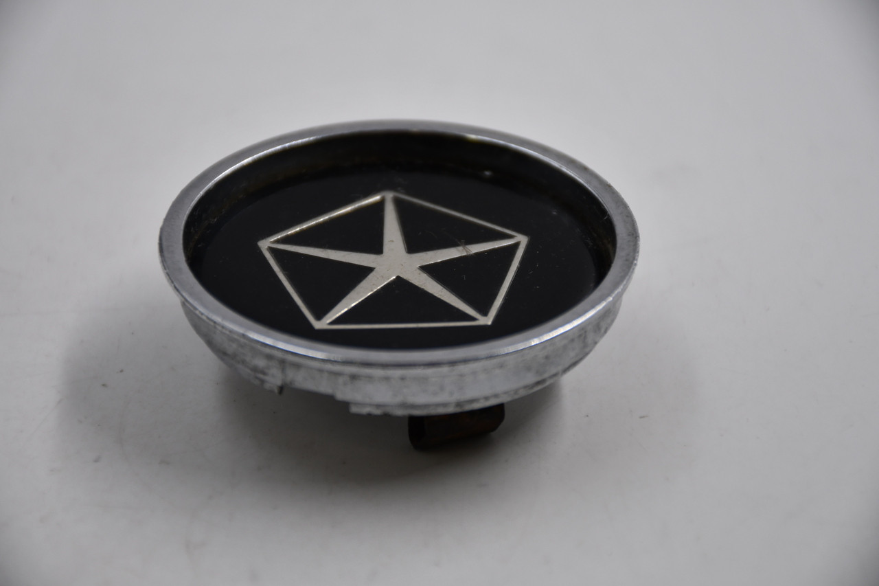 Chryler Dodge Plymouth Chrome Aluminum w/ Black & Chrome Logo Wheel Center Cap Hub Cap 254842(CHRY,REC) 2.3125" 83-'85 Dodge Aries Plymouth Reliant 13" Wheel Emblem