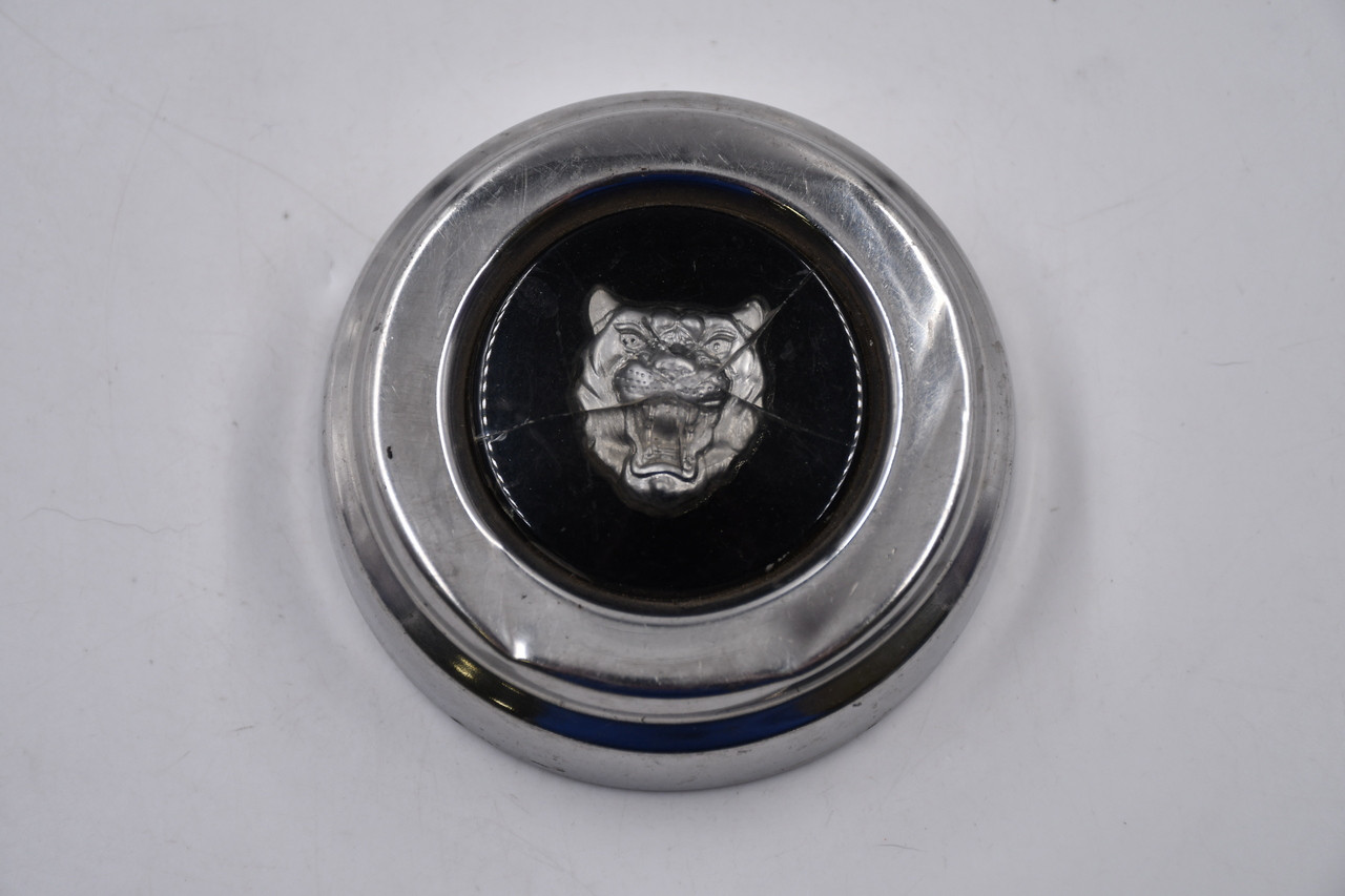 Jaguar Chrome Aluminum w/ Black & Silver Logo Wheel Center Cap Hub Cap JAGUAR/3.375 3.375" 82-'87 Jaguar