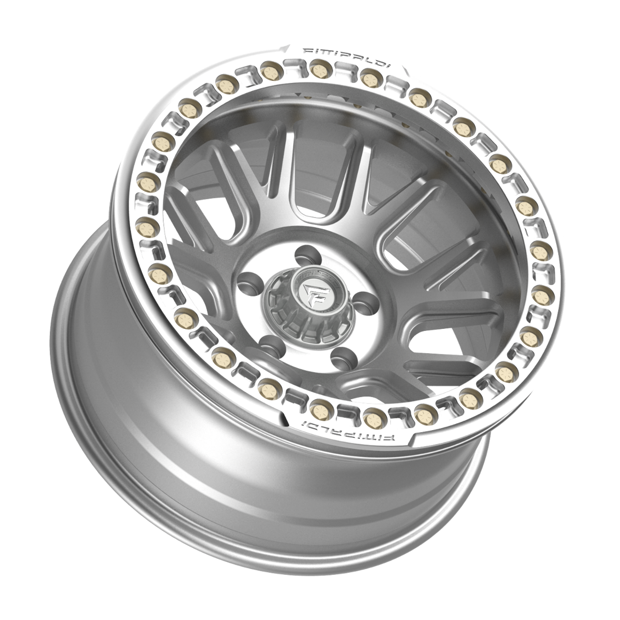 17" Fittipaldi Off Road FB151M 17x9 Machined Silver Wheel 5x5 -38mm Lifted Rim