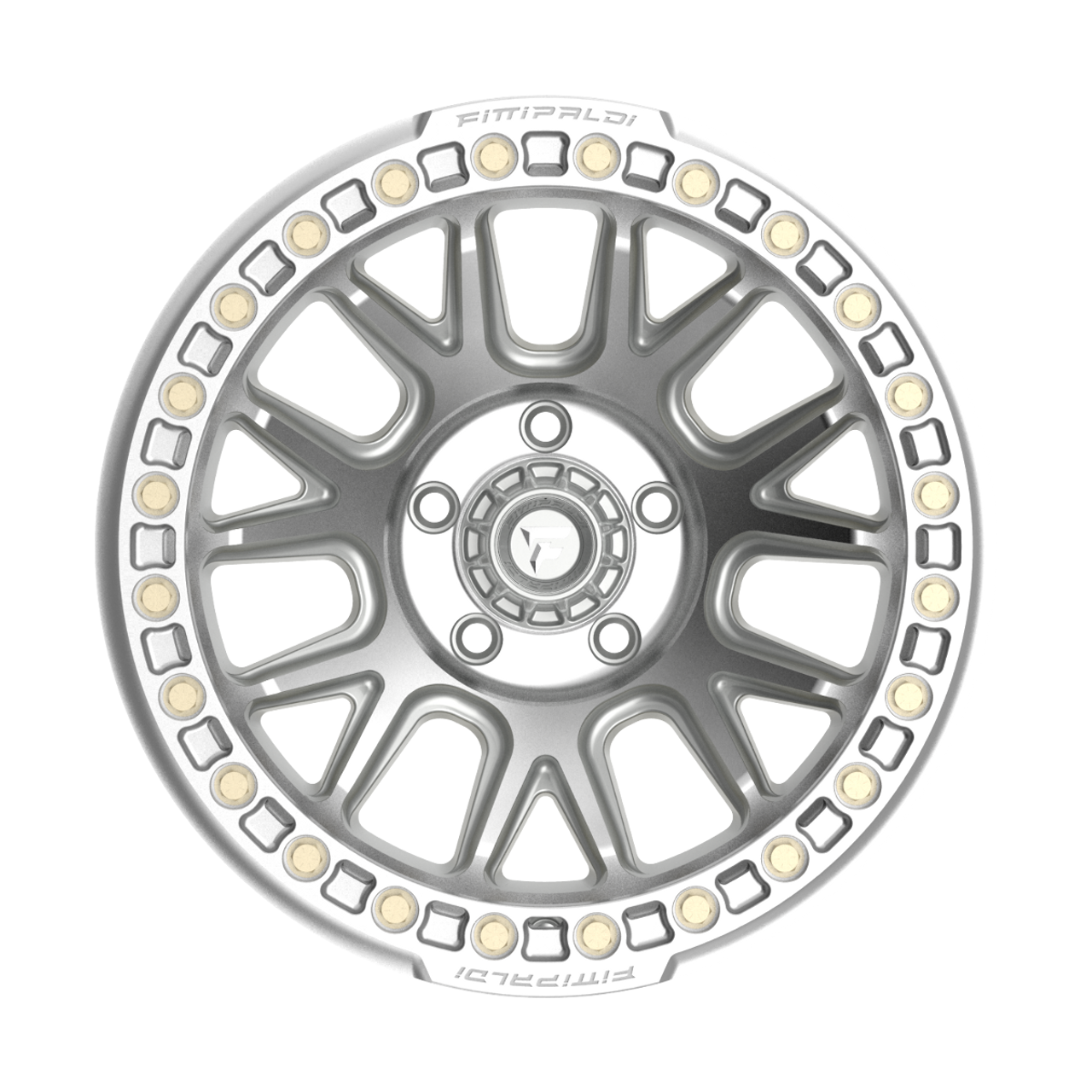 17" Fittipaldi Off Road FB151M 17x9 Machined Silver Wheel 5x5 -38mm Lifted Rim