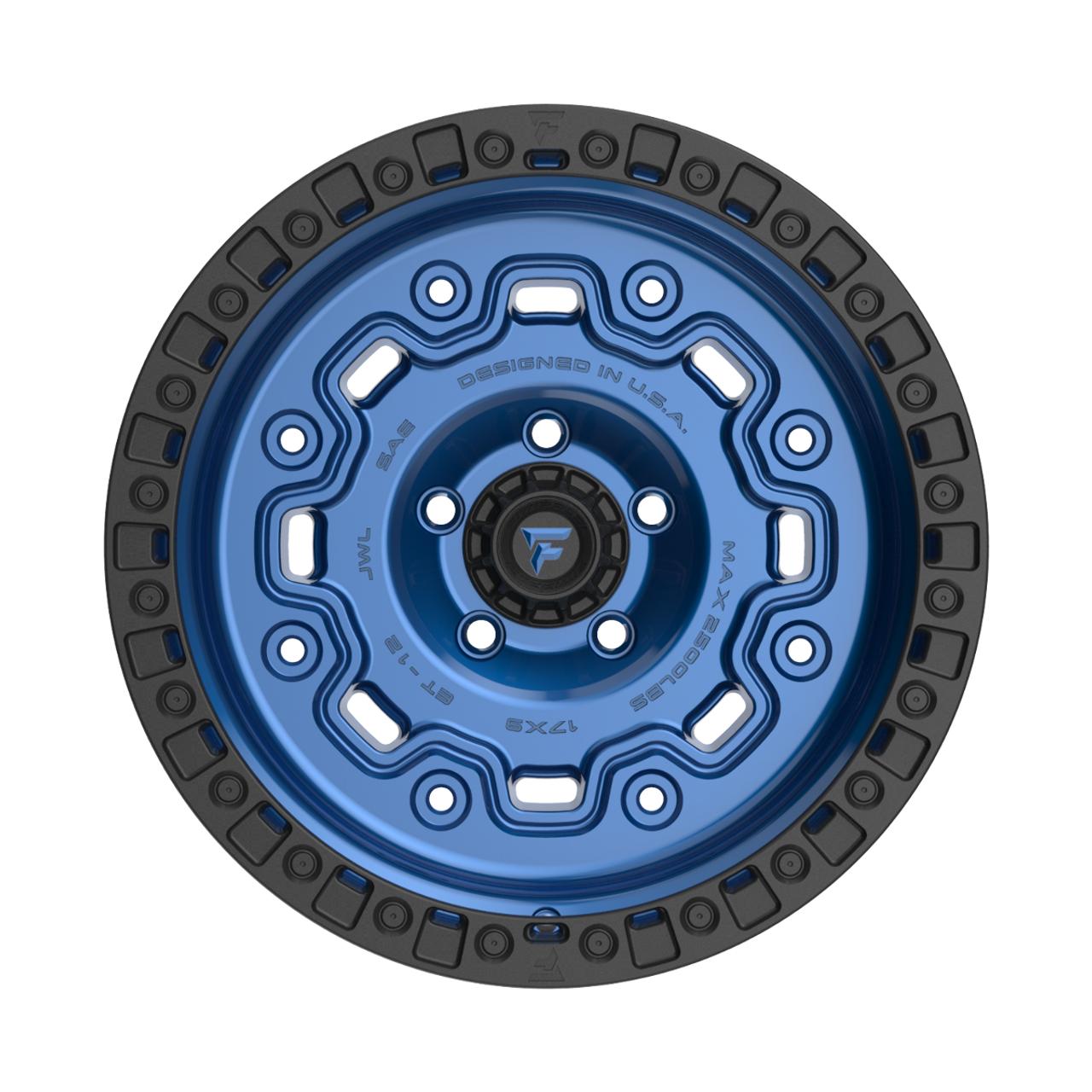 17" Fittipaldi Off Road FT100BLB 17x9 Blue Black 6x5.5 Wheel -12mm Lifted Rim
