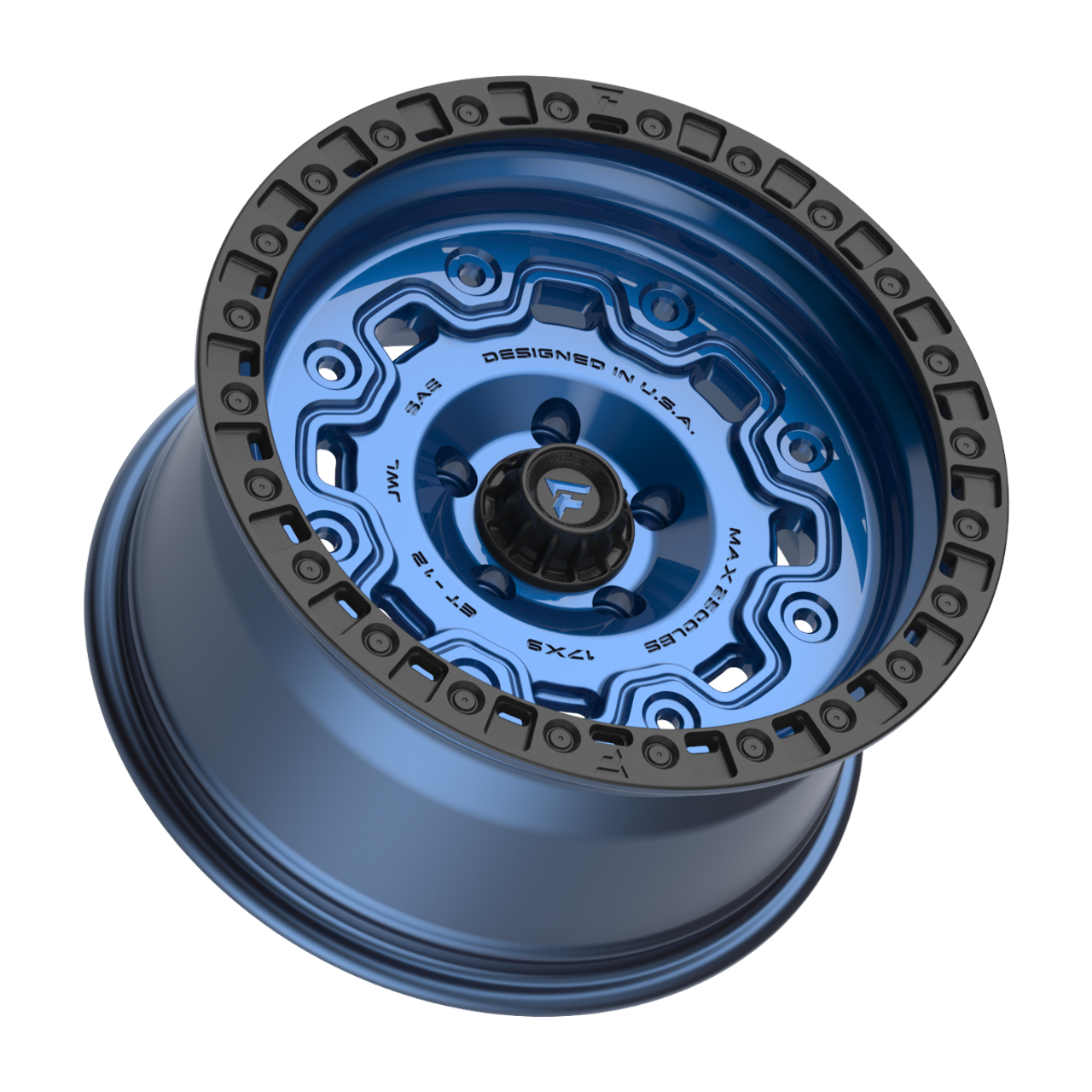 17" Fittipaldi Off Road FT100BLB 17x9 Blue Black 6x5.5 Wheel -12mm Lifted Rim