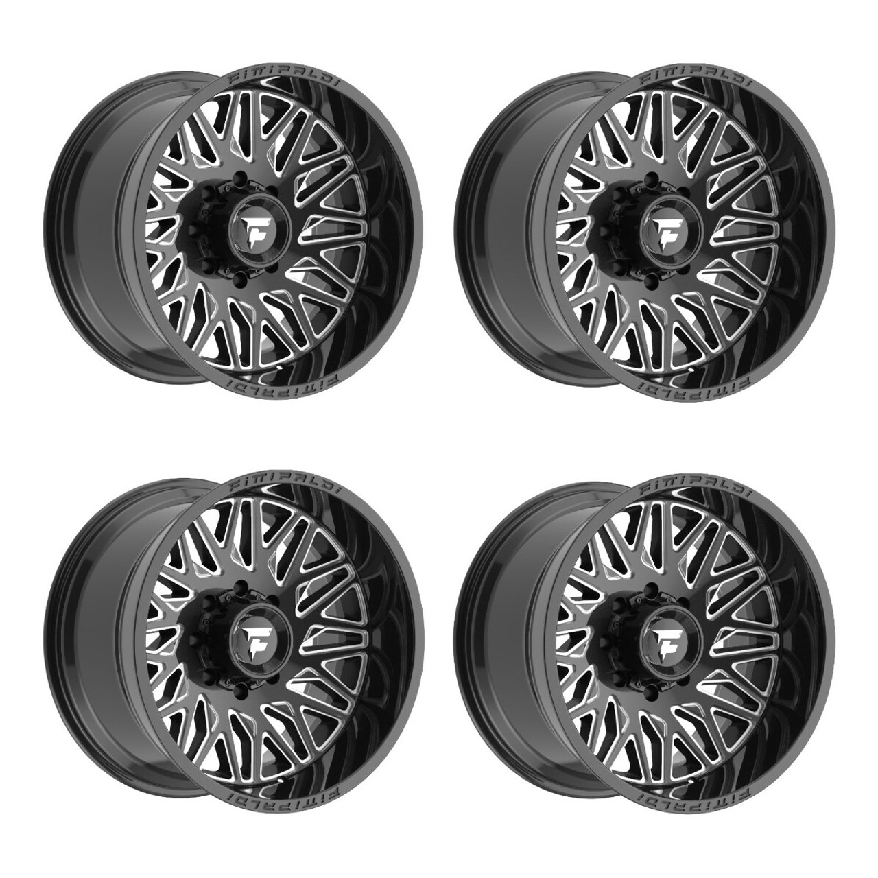 Set 4 26" Fittipaldi Off Road FA07BM 26x12 Gloss Black 6x135 6x5.5 -44mm Wheels