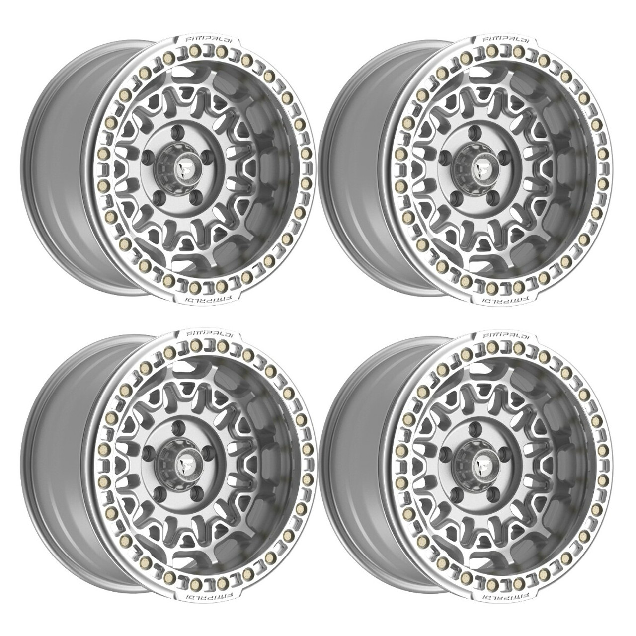Set 4 17" Fittipaldi Off Road FB150M 17x9 Machined Silver Wheels 6x5.5 -15mm Rim