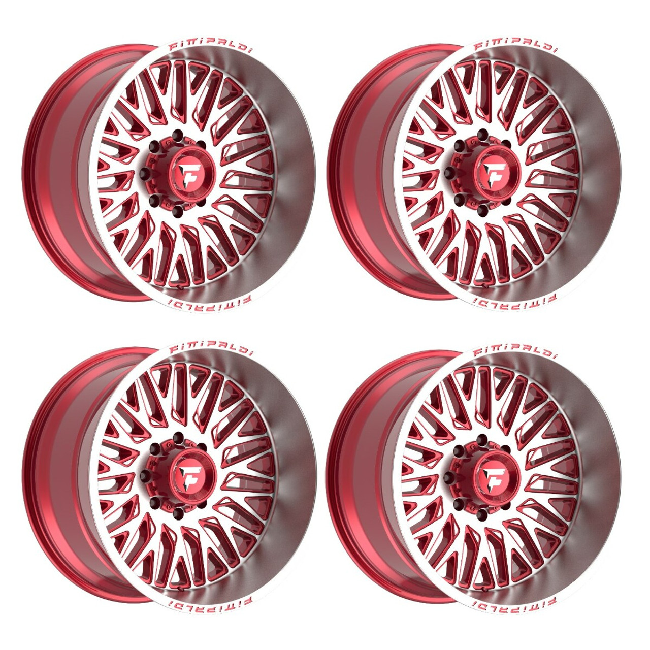 Set 4 26" Fittipaldi Off Road FA07MR 26x12 Machined Red Wheels 8x170 -44mm Rims