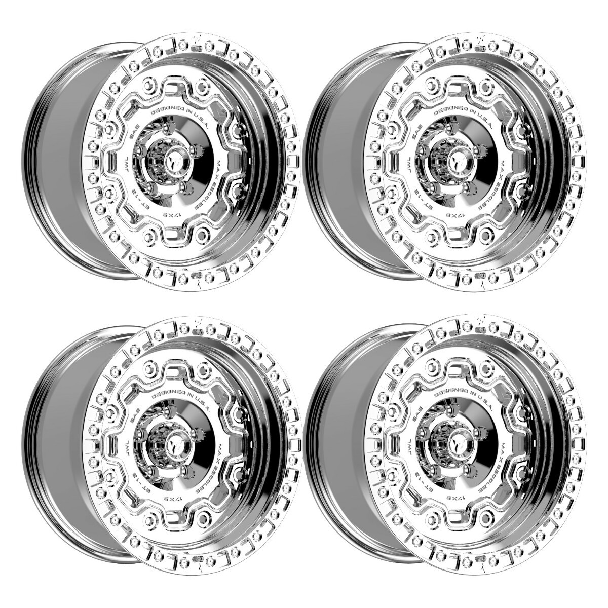 Set 4 17" Fittipaldi Off Road FT100MC 17x9 Mirror Coat 5x5 Wheels -12mm Rims