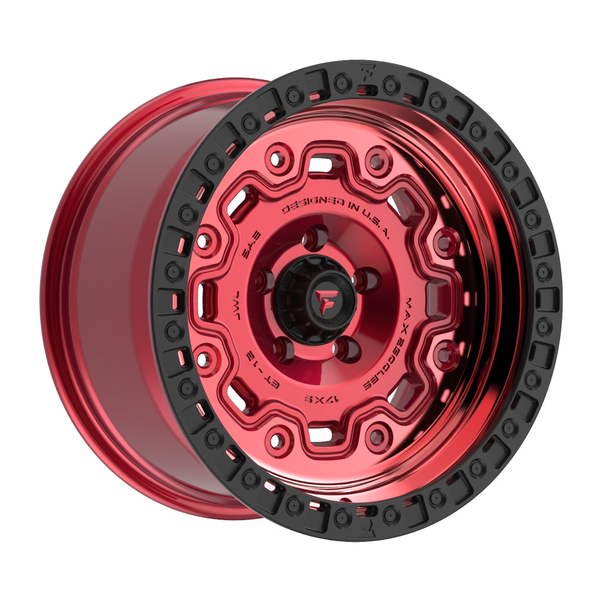 Set 4 17" Fittipaldi Off Road FT100RTB 17x9 Red Tint Black Wheels 5x5 -12mm Rims