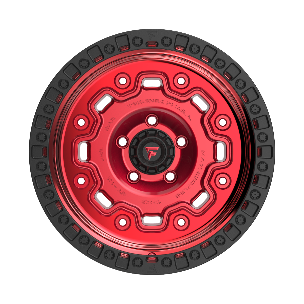 Set 4 17" Fittipaldi Off Road FT100RTB 17x9 Red Tint Black Wheels 5x5 -12mm Rims
