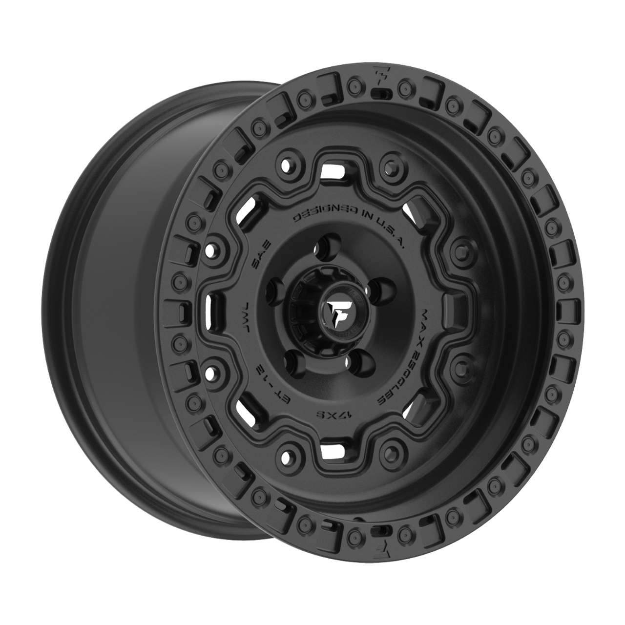 Set 4 17" Fittipaldi Off Road FT100SB 17x9 Satin Black 6x5.5 -12mm Lifted Wheels