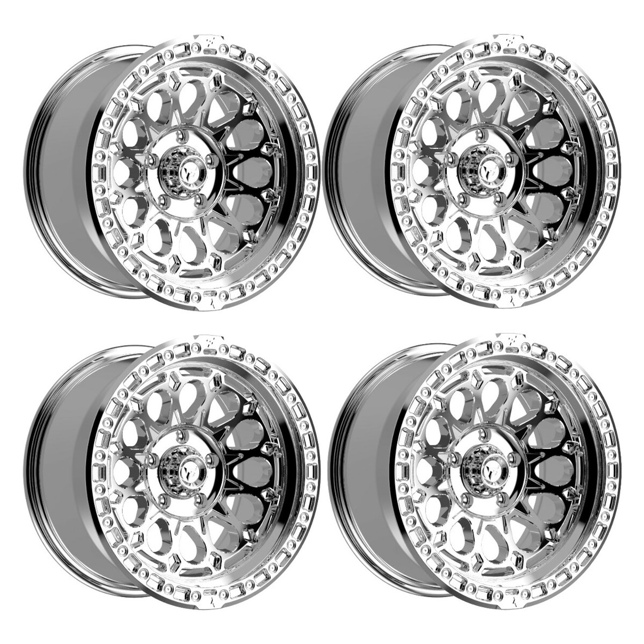 Set 4 17" Fittipaldi Off Road FT101MC 17x9 Mirror Coat Wheels 6x5.5 -12mm Rims
