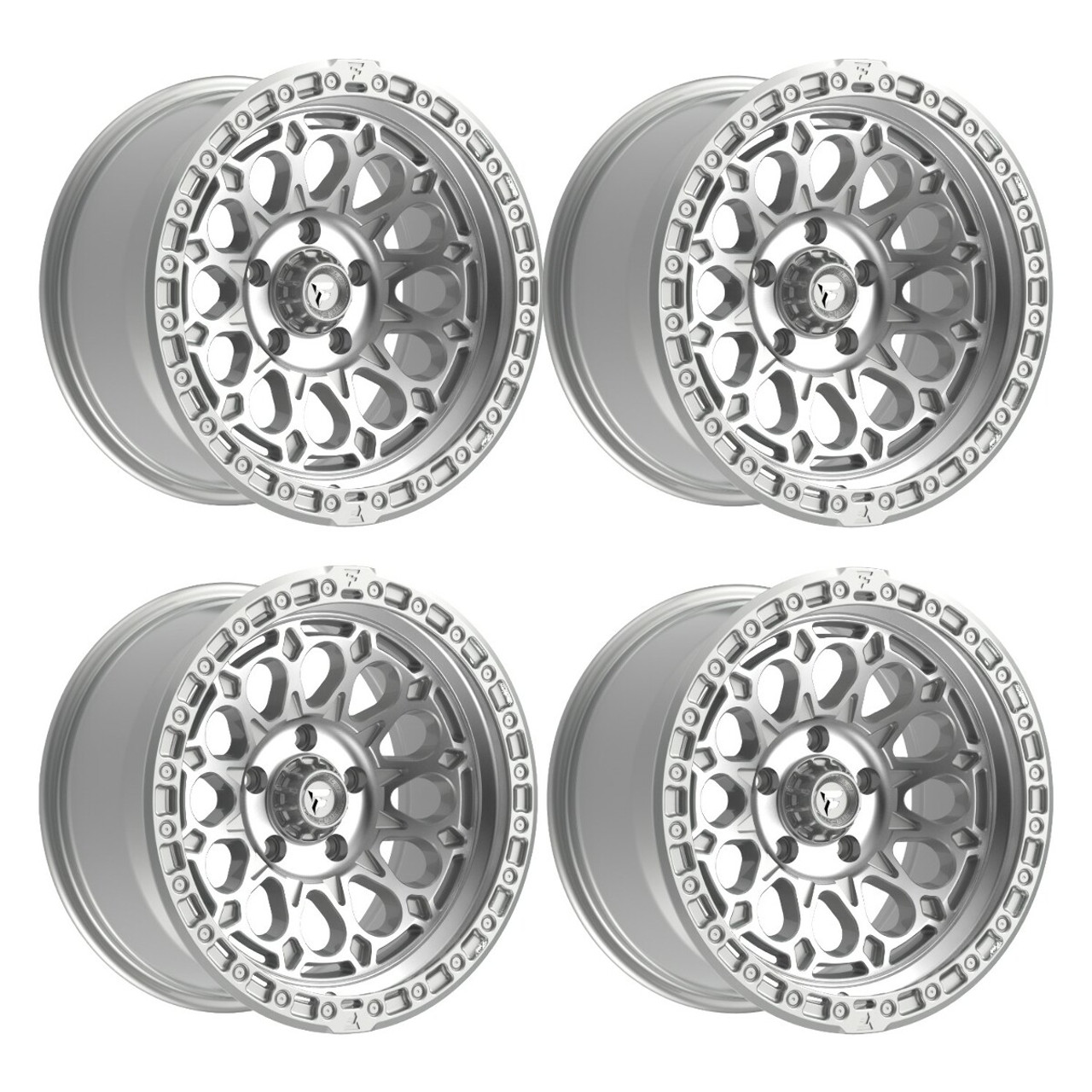 Set 4 17" Fittipaldi Off Road FT101MS 17x9 Machined Silver 6x135 -12mm Wheels